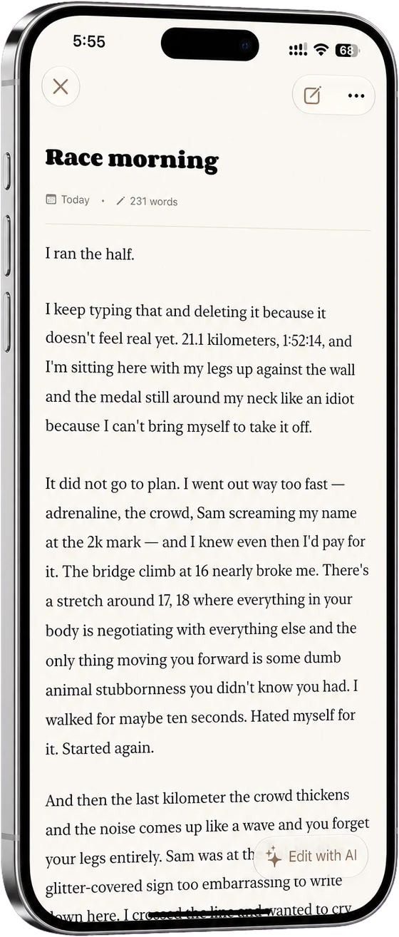A diary entry written by June